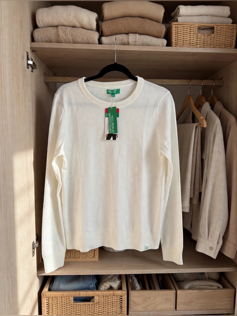 United Colors Of Benetton White Crewneck Knit Sweater